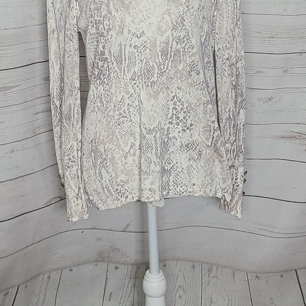 Chico's Python-Print Zip-Back Mock-Neck Sweater - image 8